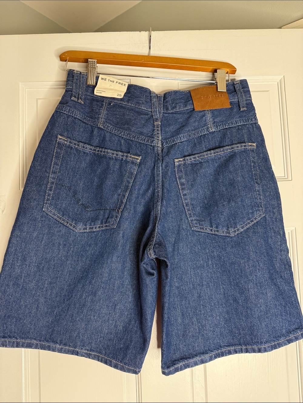 Free People Dark Blue Denim Bermuda Shorts - Picture 3 of 6